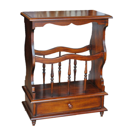 サイドテーブル マガジンラックテーブル アンティーク風家具 引き出し付きマガジンラック マホガニー家具 マホガニー無垢材 クラシック 117078