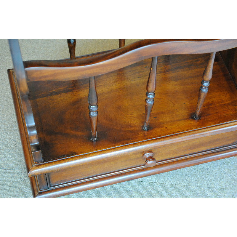 サイドテーブル マガジンラックテーブル アンティーク風家具 引き出し付きマガジンラック マホガニー家具 マホガニー無垢材 クラシック 117078