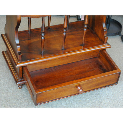 サイドテーブル マガジンラックテーブル アンティーク風家具 引き出し付きマガジンラック マホガニー家具 マホガニー無垢材 クラシック 117078