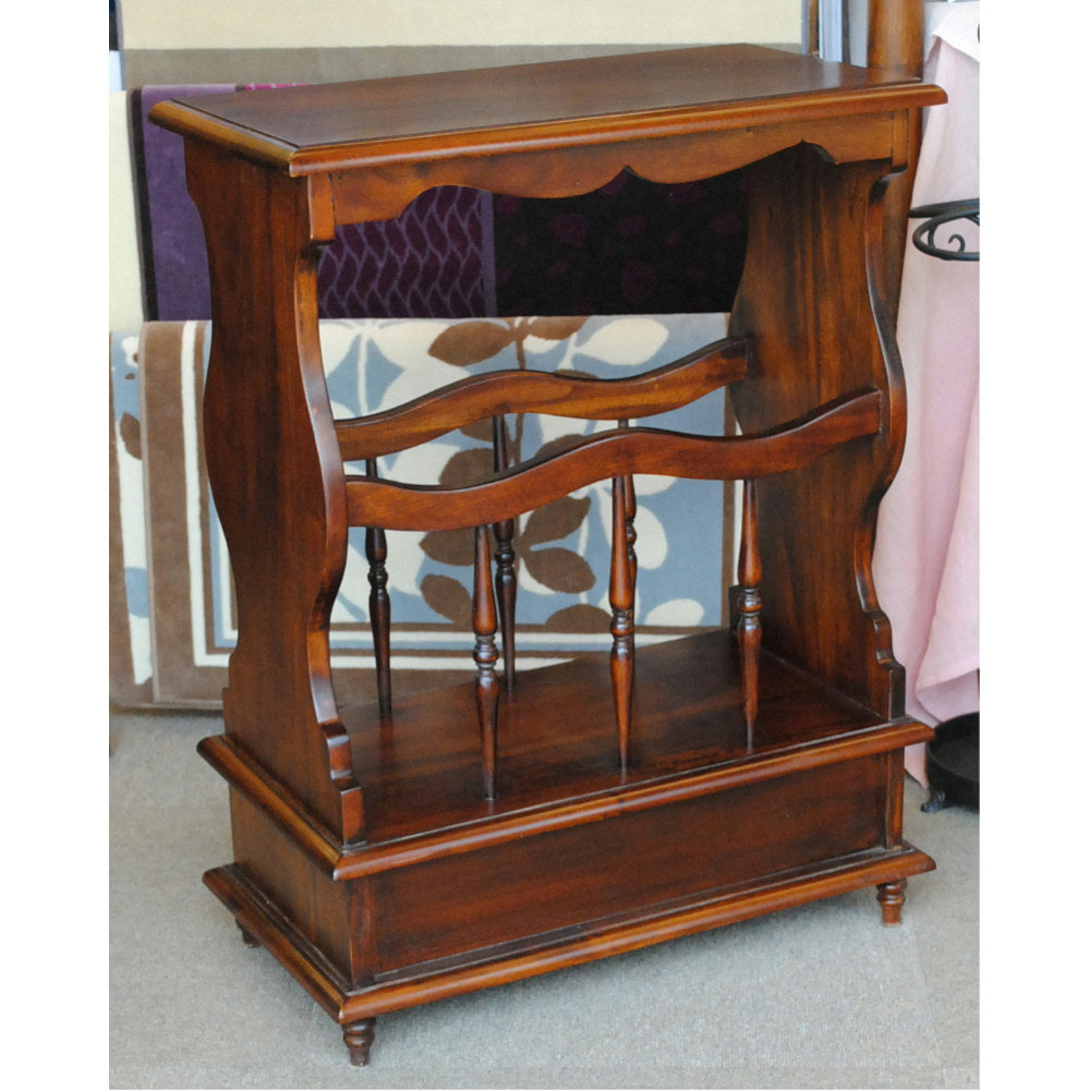 サイドテーブル マガジンラックテーブル アンティーク風家具 引き出し付きマガジンラック マホガニー家具 マホガニー無垢材 クラシック 117078