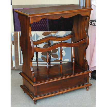 サイドテーブル マガジンラックテーブル アンティーク風家具 引き出し付きマガジンラック マホガニー家具 マホガニー無垢材 クラシック 117078