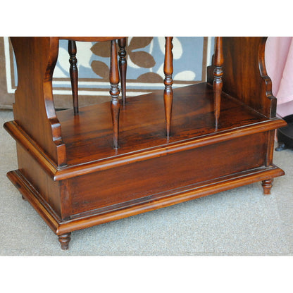 サイドテーブル マガジンラックテーブル アンティーク風家具 引き出し付きマガジンラック マホガニー家具 マホガニー無垢材 クラシック 117078