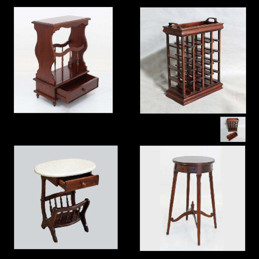 サイドテーブル マガジンラックテーブル アンティーク風家具 引き出し付きマガジンラック マホガニー家具 マホガニー無垢材 クラシック 117078