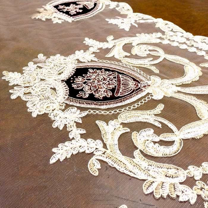 テーブルセンター レース生地 テーブルクロス 四角 スクエア ボルドー インテリア ベージュ エレガント 85×85 ゴージャス おしゃれ 別珍 ベルベット 12108TC-BD