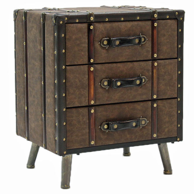 チェスト 3段チェスト トランク型チェスト インダストリアルインテリア家具 アンティーク風家具 アンティーク調 収納家具 125002