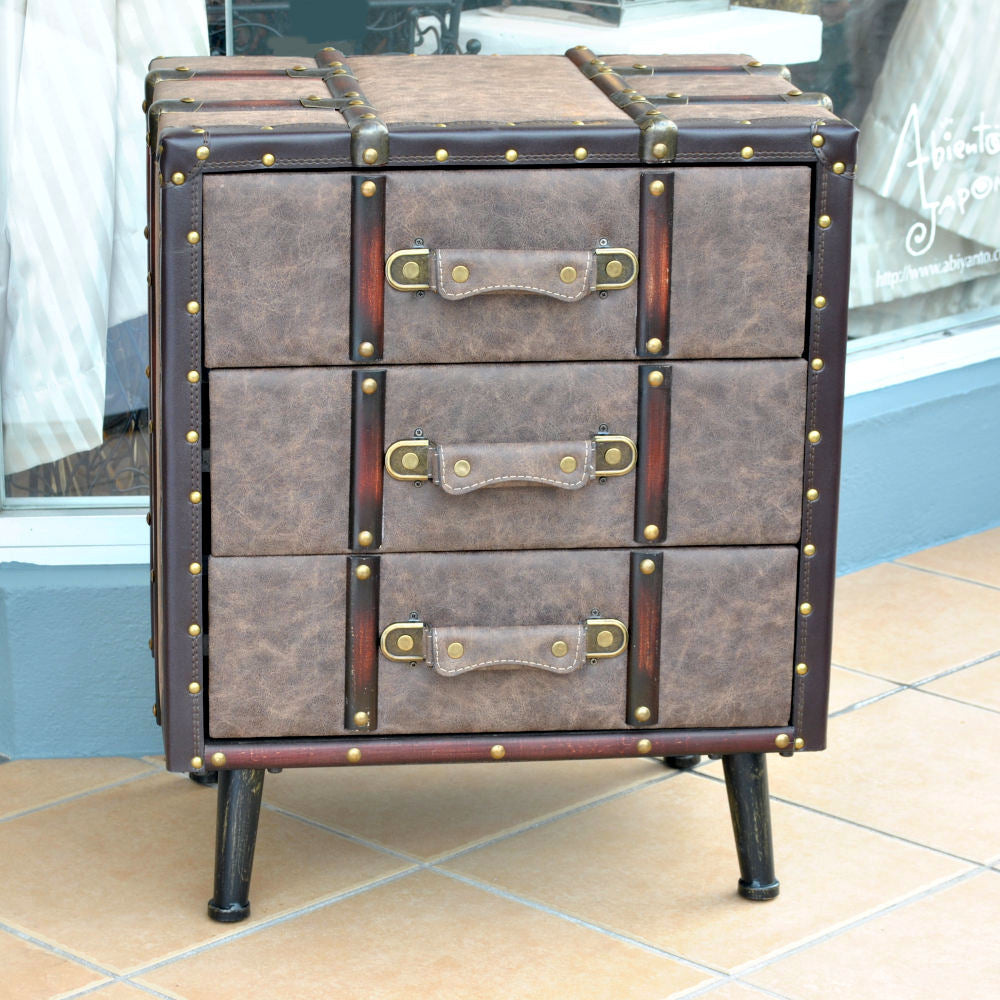 チェスト 3段チェスト トランク型チェスト インダストリアルインテリア家具 アンティーク風家具 アンティーク調 収納家具 125002