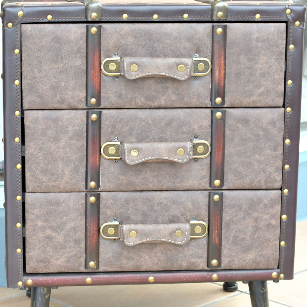 チェスト 3段チェスト トランク型チェスト インダストリアルインテリア家具 アンティーク風家具 アンティーク調 収納家具 125002