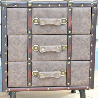 チェスト 3段チェスト トランク型チェスト インダストリアルインテリア家具 アンティーク風家具 アンティーク調 収納家具 125002