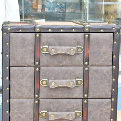 チェスト 3段チェスト トランク型チェスト インダストリアルインテリア家具 アンティーク風家具 アンティーク調 収納家具 125002