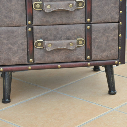 チェスト 3段チェスト トランク型チェスト インダストリアルインテリア家具 アンティーク風家具 アンティーク調 収納家具 125002