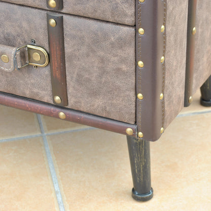 チェスト 3段チェスト トランク型チェスト インダストリアルインテリア家具 アンティーク風家具 アンティーク調 収納家具 125002