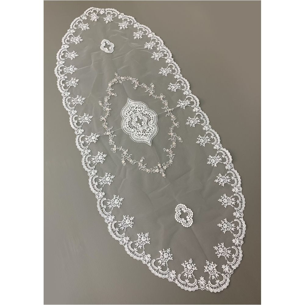 テーブルセンター フレンチレース テーブルランナー レースドイリー 直輸入レース インテリア エレガント 42×110 高級感 おしゃれ ホワイト ベージュ 12503TC