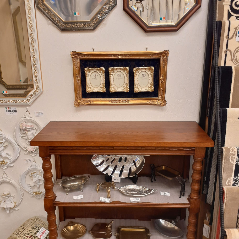 フォトフレーム ダマスク柄 ダマスクローズ クラシック 3窓 ファミリー アンティーク フレーム ゴールド 1383008