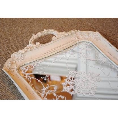 トレイ ミラートレイ オシャレ トレー フレンチホワイト ディスプレイトレイ シャビーシック クラシック お盆 レキュタングラー 雑貨 姫系 フレンチ 1383067