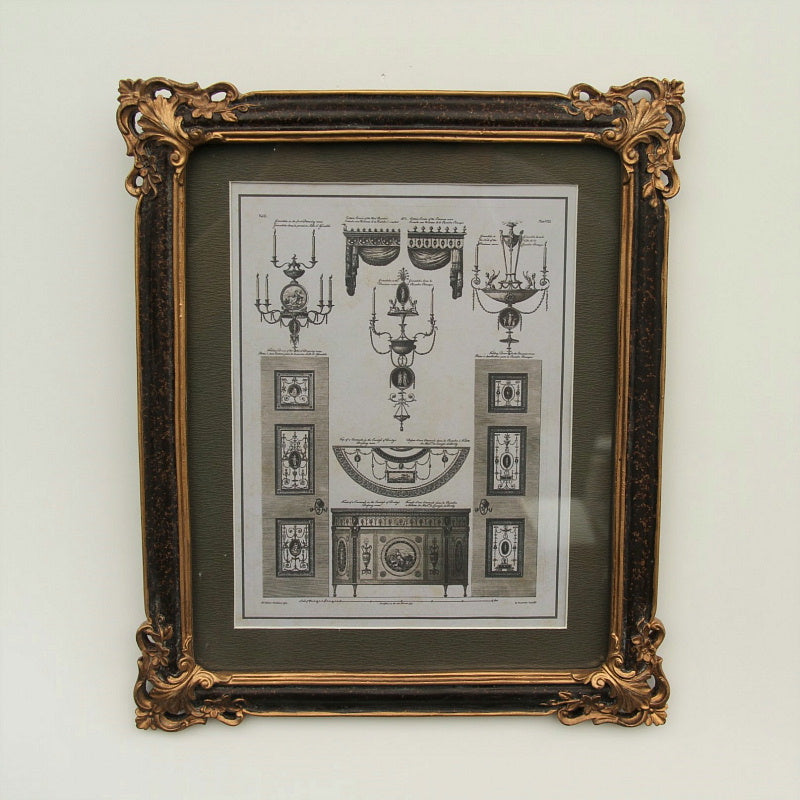 壁飾り 絵画 オシャレ 長方形 インテリア額 イタリア調 コンソール シャンデリア ウォールオブジェ 額絵 ロココ様式 アンティーク 姫系 1383217