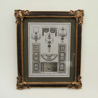 壁飾り 絵画 オシャレ 長方形 インテリア額 イタリア調 コンソール シャンデリア ウォールオブジェ 額絵 ロココ様式 アンティーク 姫系 1383217