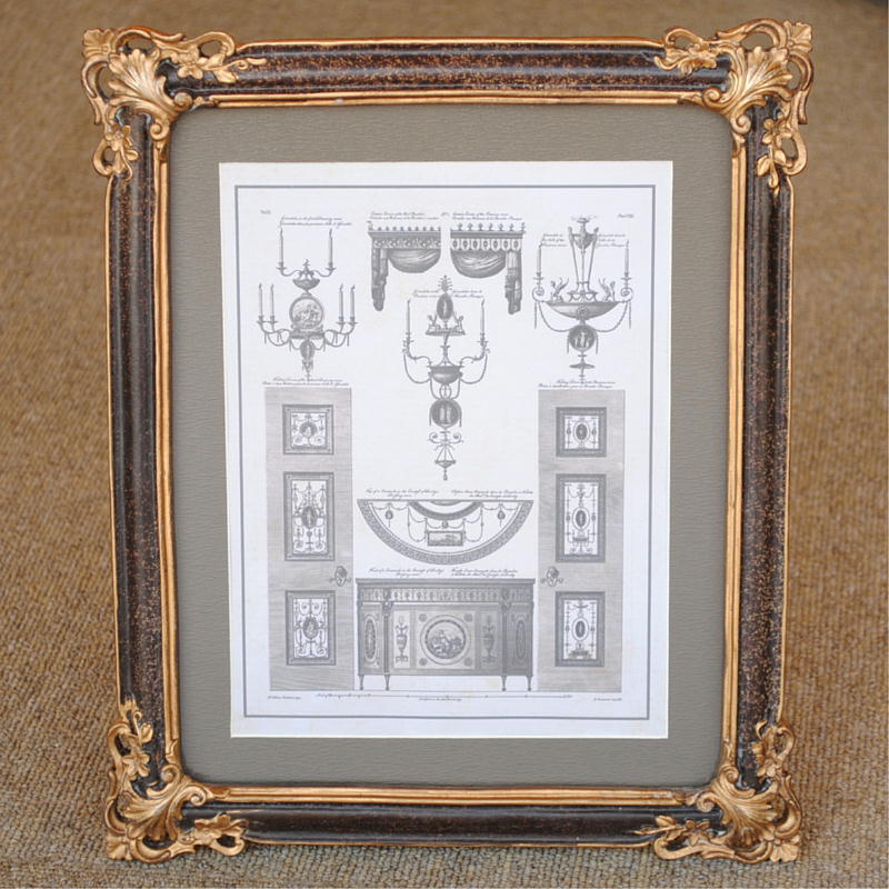 壁飾り 絵画 オシャレ 長方形 インテリア額 イタリア調 コンソール シャンデリア ウォールオブジェ 額絵 ロココ様式 アンティーク 姫系 1383217