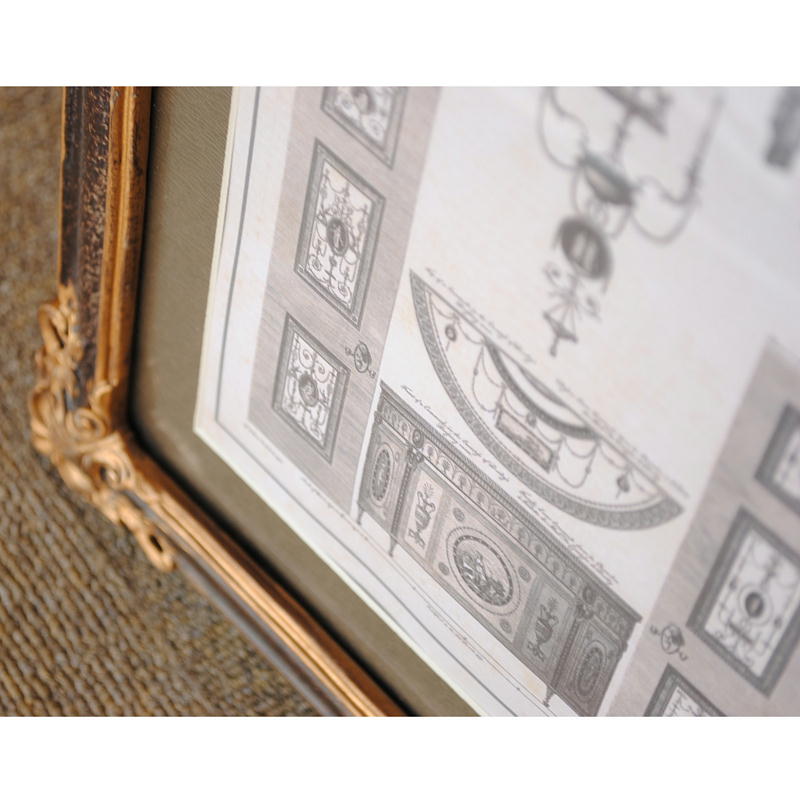 壁飾り 絵画 オシャレ 長方形 インテリア額 イタリア調 コンソール シャンデリア ウォールオブジェ 額絵 ロココ様式 アンティーク 姫系 1383217