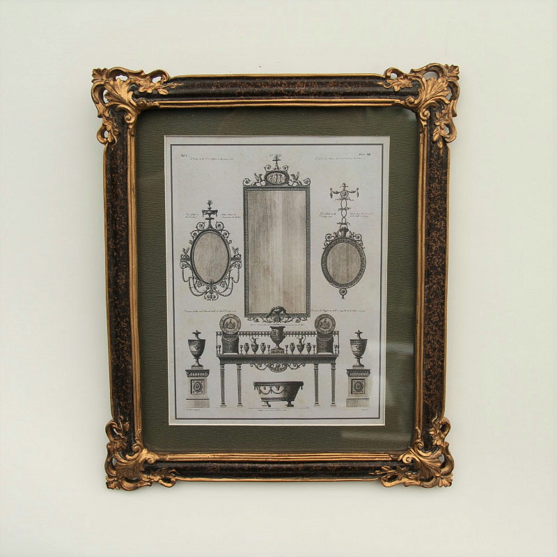 壁飾り 絵画 オシャレ 長方形 インテリア額 イタリア調 コンソール ウォールミラー ウォールオブジェ 額絵 ロココ様式 アンティーク 姫系 1383218