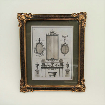 壁飾り 絵画 オシャレ 長方形 インテリア額 イタリア調 コンソール ウォールミラー ウォールオブジェ 額絵 ロココ様式 アンティーク 姫系 1383218