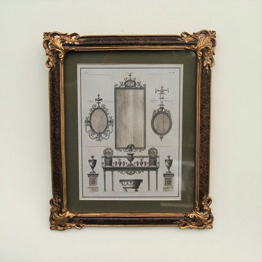 壁飾り 絵画 オシャレ 長方形 インテリア額 イタリア調 コンソール ウォールミラー ウォールオブジェ 額絵 ロココ様式 アンティーク 姫系 1383218