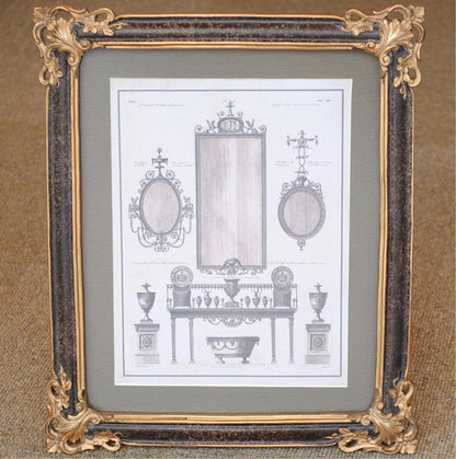 壁飾り 絵画 オシャレ 長方形 インテリア額 イタリア調 コンソール ウォールミラー ウォールオブジェ 額絵 ロココ様式 アンティーク 姫系 1383218