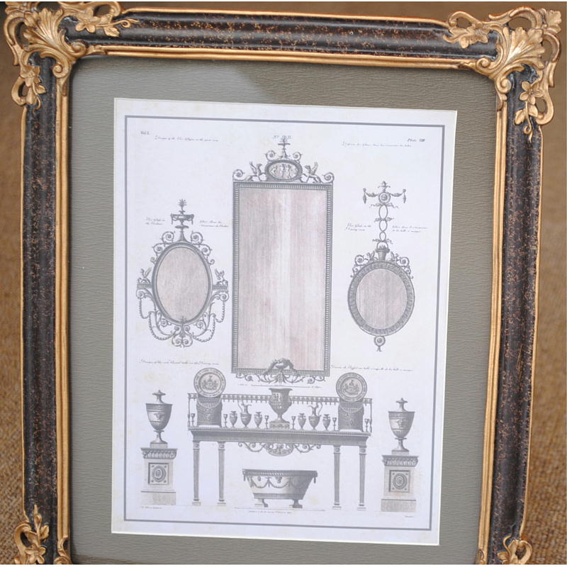 壁飾り 絵画 オシャレ 長方形 インテリア額 イタリア調 コンソール ウォールミラー ウォールオブジェ 額絵 ロココ様式 アンティーク 姫系 1383218