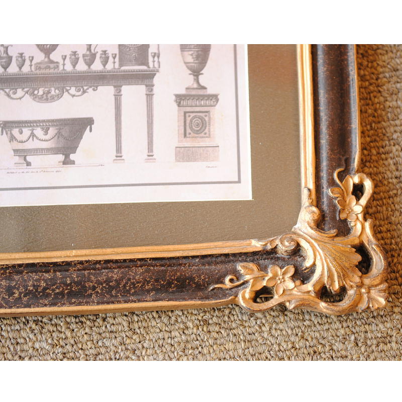 壁飾り 絵画 オシャレ 長方形 インテリア額 イタリア調 コンソール ウォールミラー ウォールオブジェ 額絵 ロココ様式 アンティーク 姫系 1383218