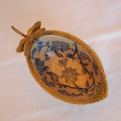 コンポート トンボ 陶磁器 真鍮 小物入れ 脚付き 雑貨 ソープディッシュ アンティーク調 シノワズリー 収納箱 インテリア雑貨 1564000