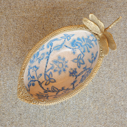 コンポート トンボ 陶磁器 真鍮 小物入れ 脚付き 雑貨 ソープディッシュ アンティーク調 シノワズリー 収納箱 インテリア雑貨 1564000