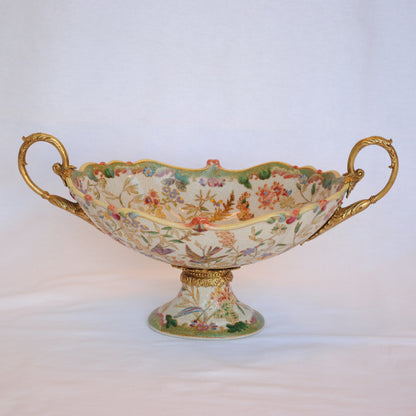 コンポート 陶磁器 真鍮 小物入れ 雑貨 花器 フラワーベース アンティーク調 シノワズリー インテリア雑貨 1564001