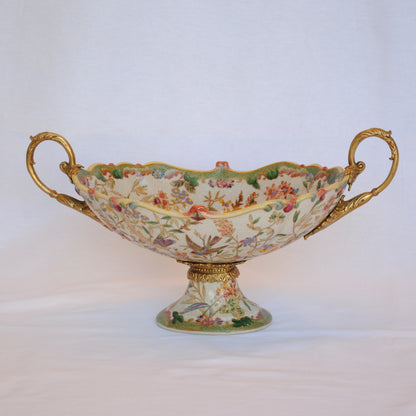 コンポート 陶磁器 真鍮 小物入れ 雑貨 花器 フラワーベース アンティーク調 シノワズリー インテリア雑貨 1564001