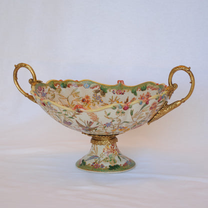 コンポート 陶磁器 真鍮 小物入れ 雑貨 花器 フラワーベース アンティーク調 シノワズリー インテリア雑貨 1564001