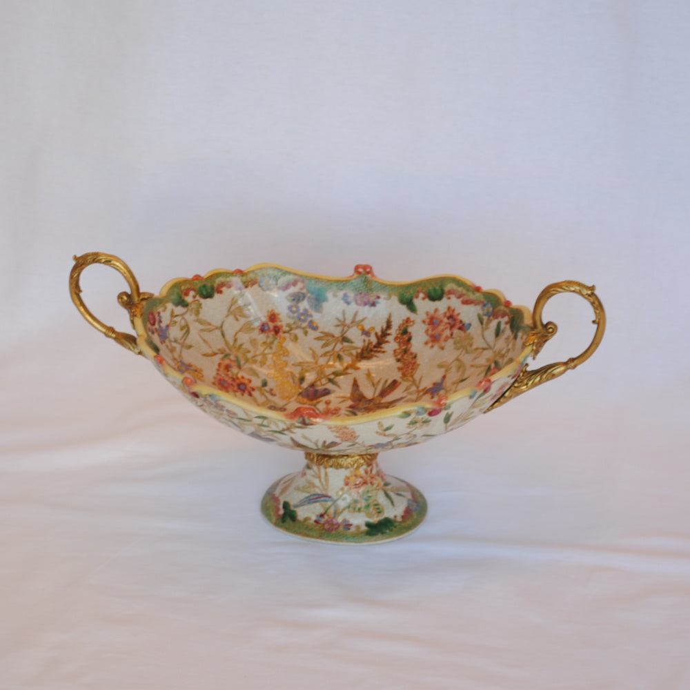 コンポート 陶磁器 真鍮 小物入れ 雑貨 花器 フラワーベース アンティーク調 シノワズリー インテリア雑貨 1564001