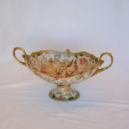 コンポート 陶磁器 真鍮 小物入れ 雑貨 花器 フラワーベース アンティーク調 シノワズリー インテリア雑貨 1564001