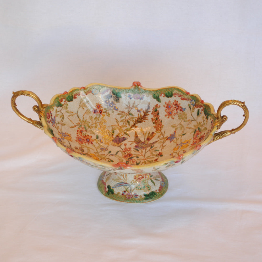 コンポート 陶磁器 真鍮 小物入れ 雑貨 花器 フラワーベース アンティーク調 シノワズリー インテリア雑貨 1564001