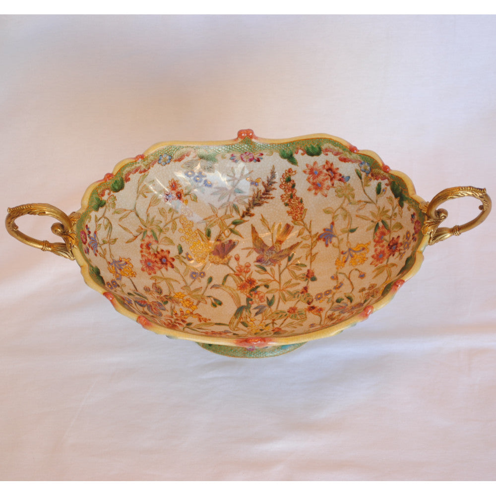 コンポート 陶磁器 真鍮 小物入れ 雑貨 花器 フラワーベース アンティーク調 シノワズリー インテリア雑貨 1564001