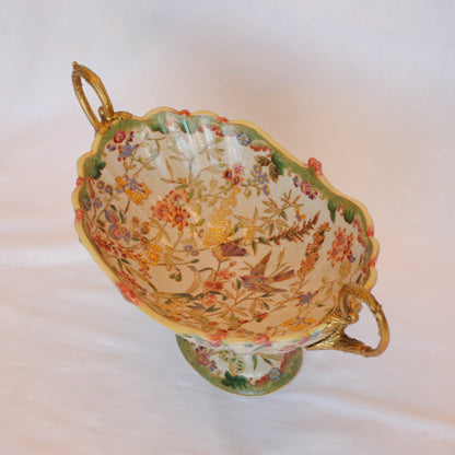 コンポート 陶磁器 真鍮 小物入れ 雑貨 花器 フラワーベース アンティーク調 シノワズリー インテリア雑貨 1564001