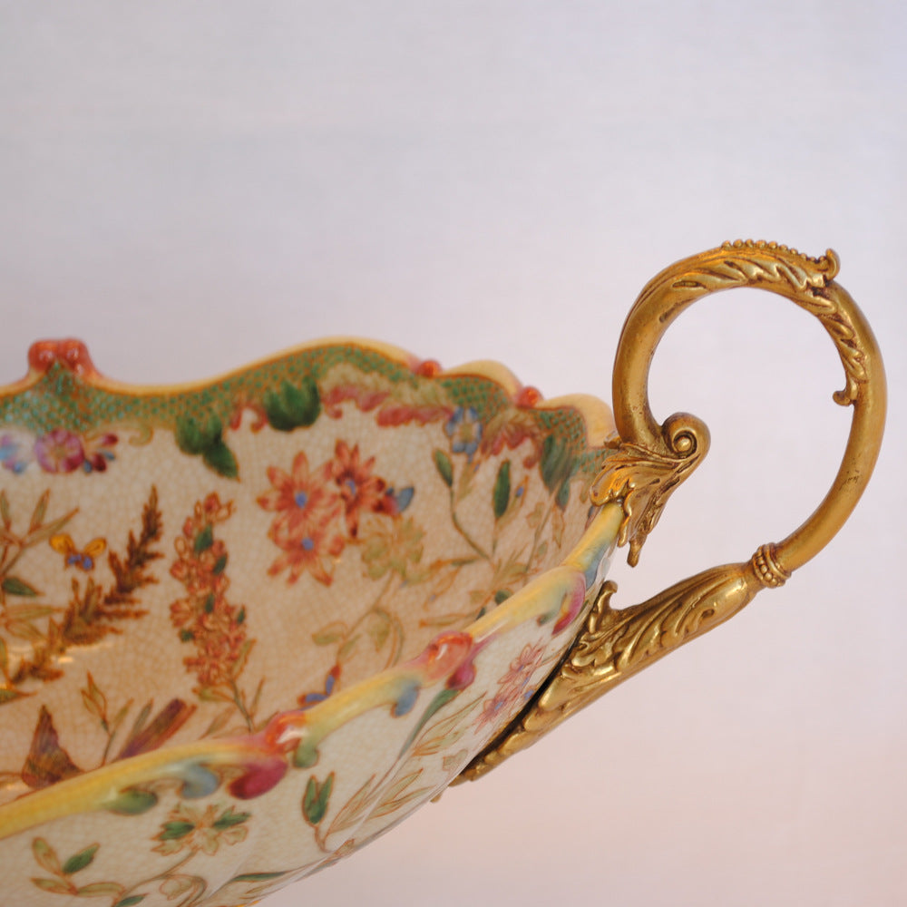 コンポート 陶磁器 真鍮 小物入れ 雑貨 花器 フラワーベース アンティーク調 シノワズリー インテリア雑貨 1564001