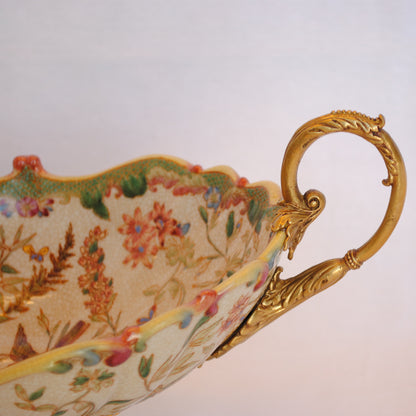 コンポート 陶磁器 真鍮 小物入れ 雑貨 花器 フラワーベース アンティーク調 シノワズリー インテリア雑貨 1564001