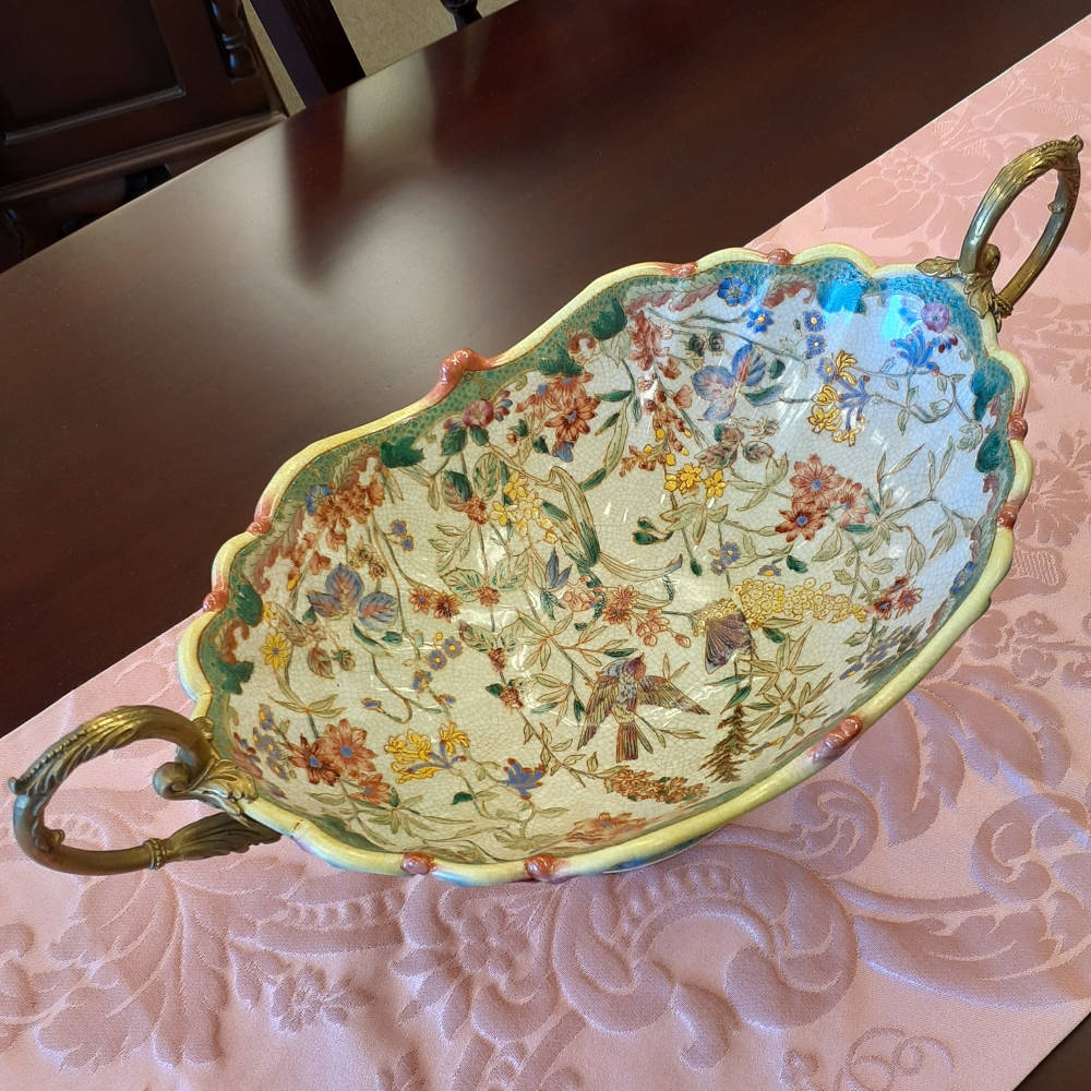 コンポート 陶磁器 真鍮 小物入れ 雑貨 花器 フラワーベース アンティーク調 シノワズリー インテリア雑貨 1564001