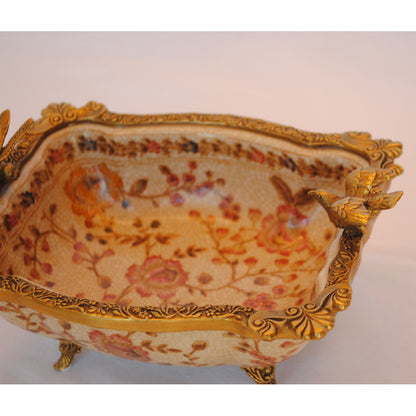 プレート コンポート トンボ 陶磁器 真鍮 小物入れ 脚付き 鷲 ワシ 雑貨 アンティーク調 シノワズリー インテリア雑貨 1564025