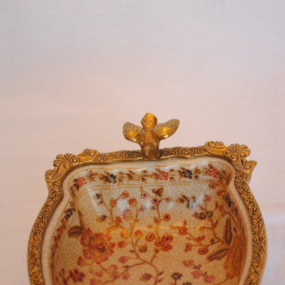 プレート コンポート トンボ 陶磁器 真鍮 小物入れ 脚付き 鷲 ワシ 雑貨 アンティーク調 シノワズリー インテリア雑貨 1564025