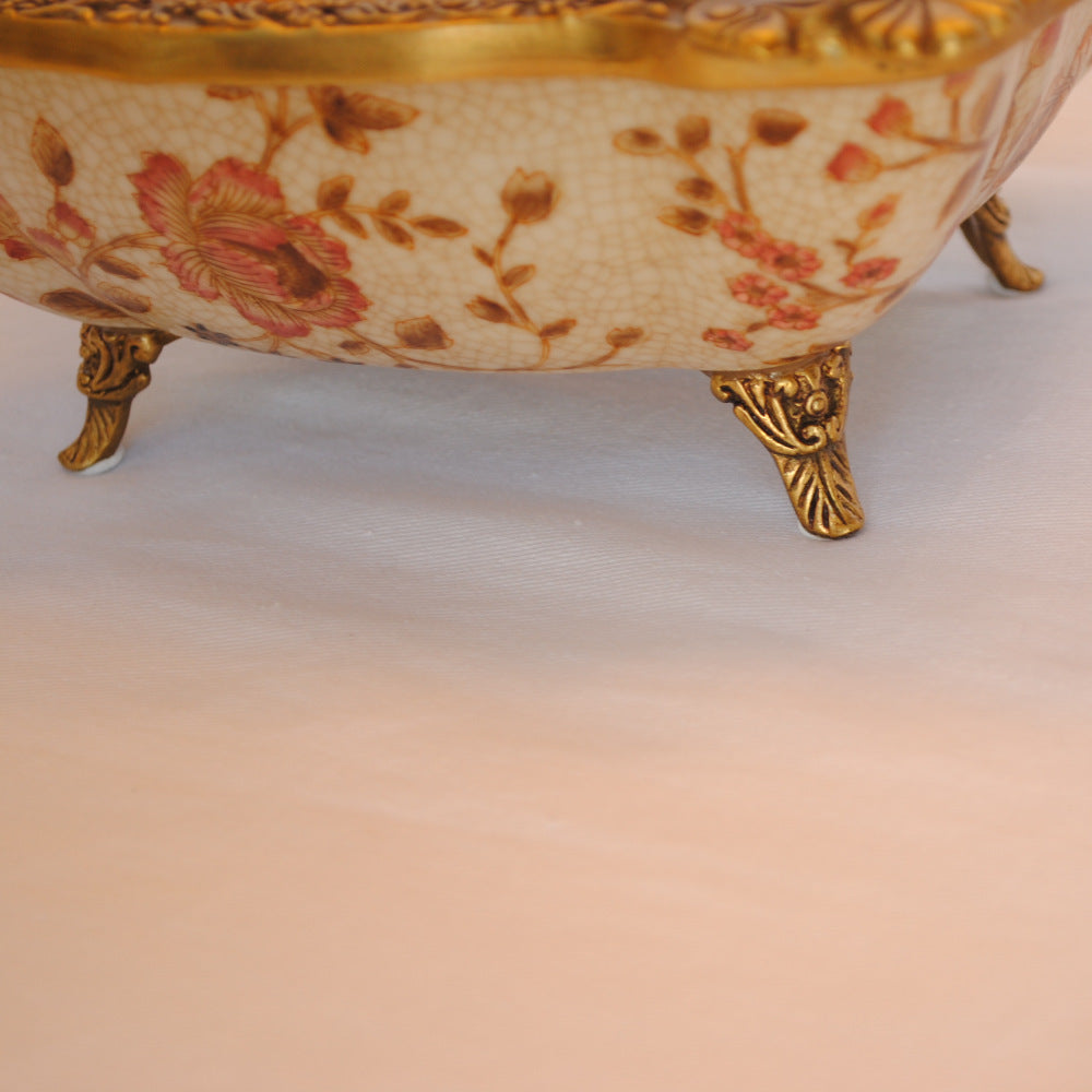 プレート コンポート トンボ 陶磁器 真鍮 小物入れ 脚付き 鷲 ワシ 雑貨 アンティーク調 シノワズリー インテリア雑貨 1564025