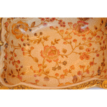 プレート コンポート トンボ 陶磁器 真鍮 小物入れ 脚付き 鷲 ワシ 雑貨 アンティーク調 シノワズリー インテリア雑貨 1564025