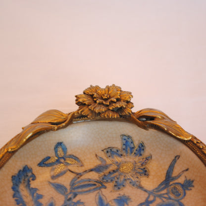 プレート お皿 丸皿 コンポート 鳥 陶磁器 真鍮 小物入れ 雑貨 丸 円 アンティーク調 シノワズリー 菓子器 インテリア雑貨 1564035