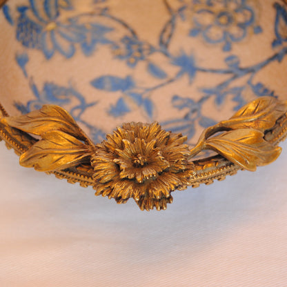 プレート お皿 丸皿 コンポート 鳥 陶磁器 真鍮 小物入れ 雑貨 丸 円 アンティーク調 シノワズリー 菓子器 インテリア雑貨 1564035