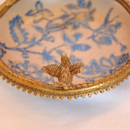 プレート お皿 丸皿 コンポート 鳥 陶磁器 真鍮 小物入れ 雑貨 丸 円 アンティーク調 シノワズリー 菓子器 インテリア雑貨 1564035