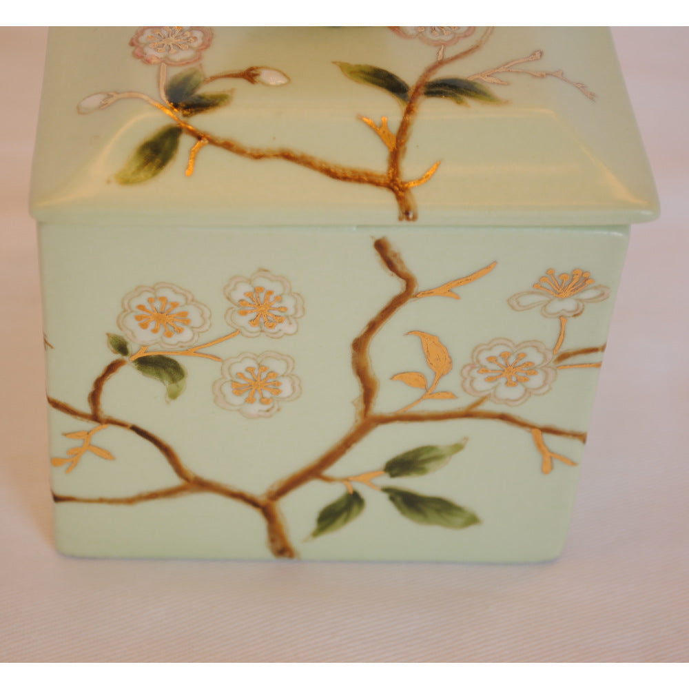 ボックス BOX 鳥 陶磁器 真鍮 蓋つき小物入れ 雑貨 桜 アンティーク調 シノワズリー 菓子器 インテリア雑貨 1564037