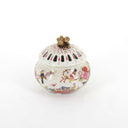 香炉 BOX 陶磁器 真鍮 小物入れ 球型 陶器 雑貨 バラ 鳥 花鳥 アンティーク調 シノワズリー 収納箱 インテリア雑貨 1564039